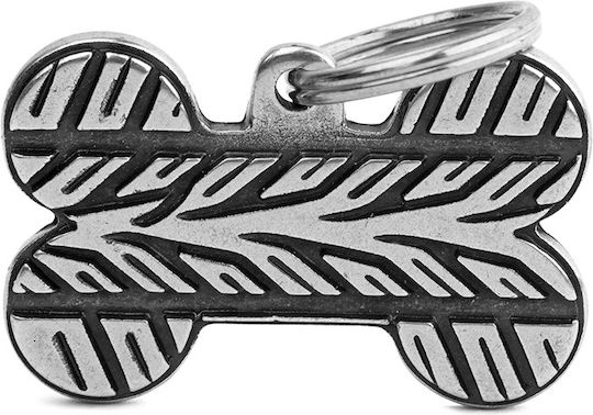 My Family Bronx Tyre Dog ID Tag Bone Silver Metal Large 3.8x2.4cm Personalized