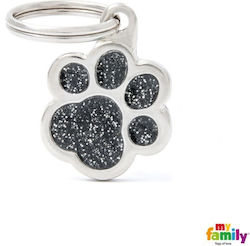 My Family Shine Paw Dog ID Tag Paw Black Metal ...