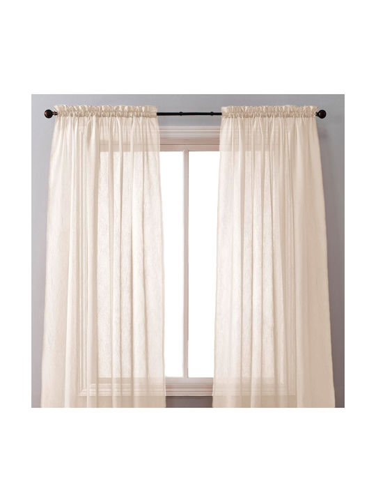 Easy Home Κουρτίνα με Τρέσα Elite Valeria Beige 140x270εκ.
