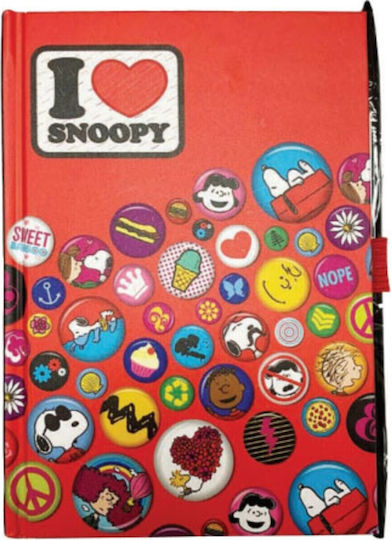 Back Me Up Peanuts Snoopy Σημειωματάριο A6 Ριγέ με Σκληρό Εξώφυλλο και Στυλοθήκη Πολύχρωμο