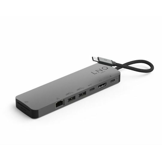 LinQ USB-C Docking Station με HDMI 4K PD Ethernet Γκρι (LQ48020)
