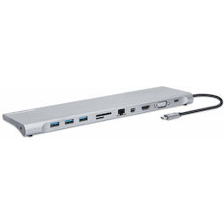Manhattan USB-C Docking Station με HDMI/DisplayPort 4K PD Ethernet (130578)