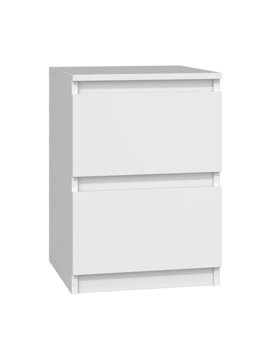 M2 Wooden Bedside Table White 30x40x40cm