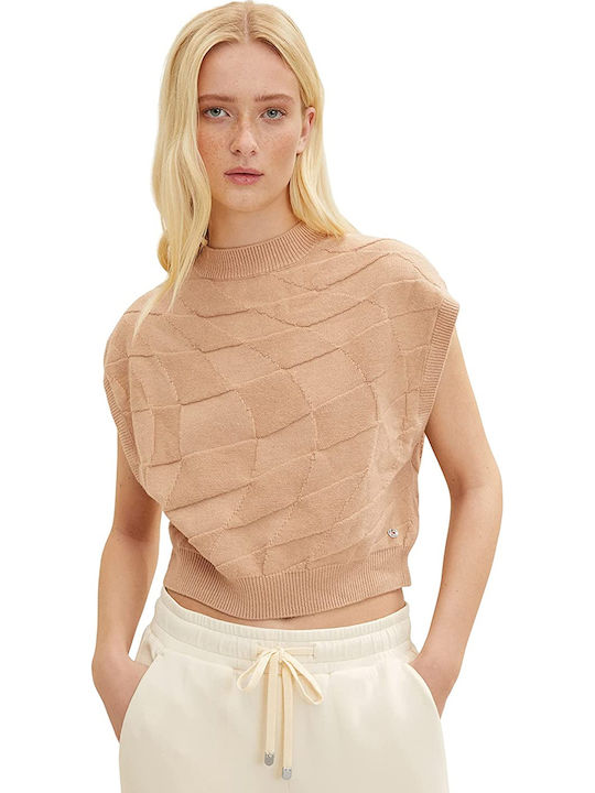 Winter Women's Sleeveless Beige Tunic