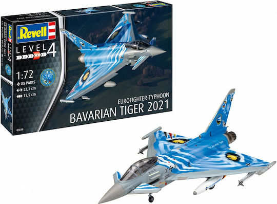 Revell Eurofighter Typhoon "The Bavarian Tiger 2021" Modeling Figure Airplane 85 Pieces in Scale 1:72 22.2x15.5cm.