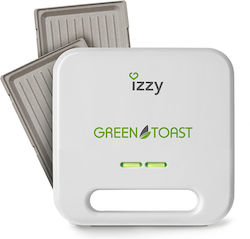 Izzy IZ-2010 Green Toast Τοστιέρα με Αποσπώμενες Πλάκες για 2 Τοστ 800W Λευκή