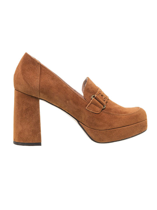 Mourtzi Suede Tabac Brown Heels