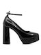Tsakiris Mallas Patent Leather Black Heels with Strap