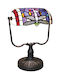 Karvounis Tiffany Classic Metal Vintage Table Lamp for Socket E27 with Shade and Brown Base
