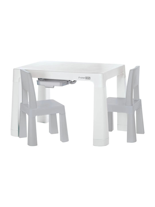 Kids Table and Chairs Set made of Plastic White / Grey FreeOn Kids Table and Chairs Set made of Plastic White / Grey FreeOn