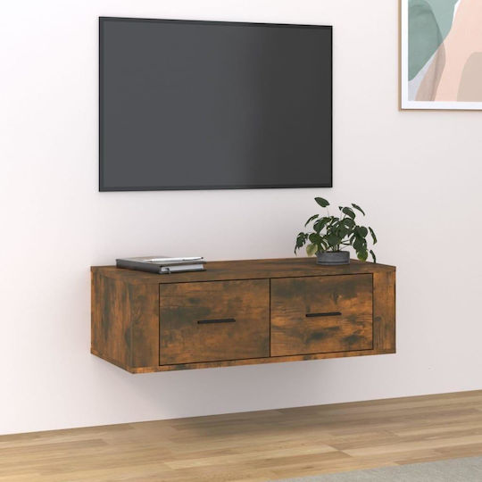 Wall Living Room Cabinet Made of Particle Board Smoked Oak 80x36x25cm