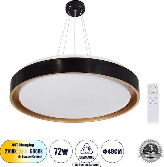 GloboStar Barchetta Deckenleuchte 48cm Schwarz mit Integrierter LED und Fernbedienung