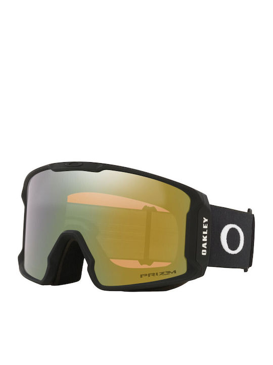Line Miner Μάσκα Σκι & Snowboard Ενηλίκων Μαύρη με Φακό Καθρέπτη Χρυσό