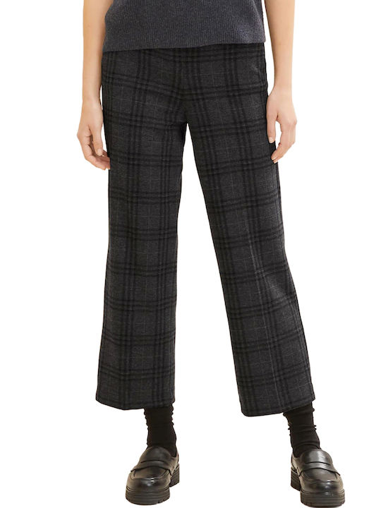 Tom Tailor Women's Fabric Trousers Checked Gray
