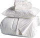 Charalambidis Textiles Satin Stripe Hotelbettlaken Angepasst Weiß Doppel 210x270cm 1Stück
