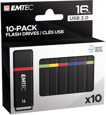 Emtec Κ100 10τμχ USB 2.0 Stick 16GB Black ECMMD16GK102P1