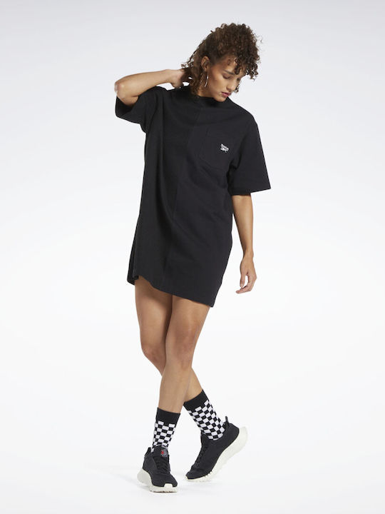 Reebok Classics Καλοκαιρινό Mini T-shirt Φόρεμα Μαύρο