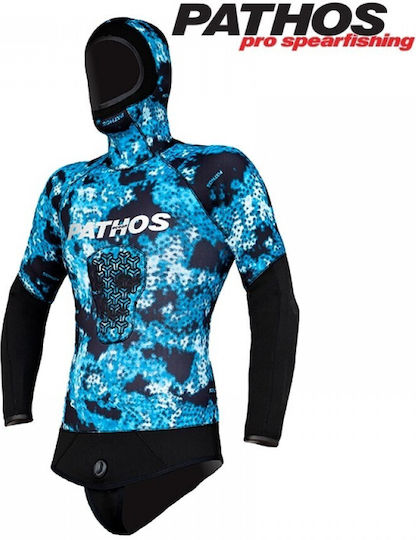 Pathos Ocean Diving Jacket Shaved Inside with Chest Pad for Spearfishing Camouflage Blue 5mm E1539