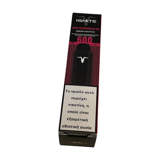 Ignite Einweg-E-Zigarette 600 Einweg-E-Zigaretten Watermelon Ice 2ml 20mg Schwarz