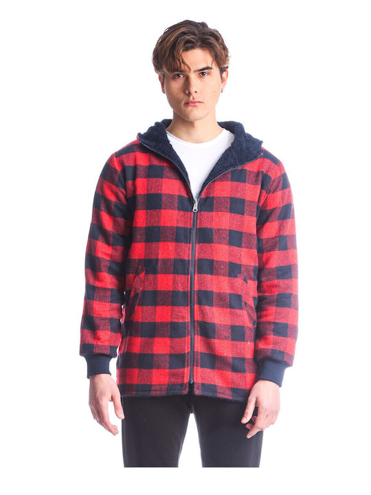 Paco & Co Ανδρική Ζακέτα με Κουκούλα Red / Navy...