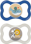 Mam Orthodontic Pacifiers Silicone Whale - Lion cub Blue / Grey for 16+ months 2pcs