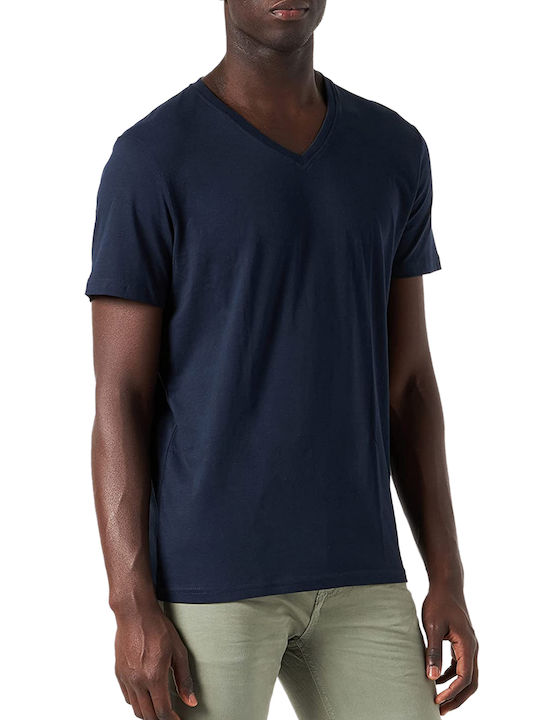 Tom Tailor Herren T-Shirt Kurzarm mit V-Ausschnitt Marineblau