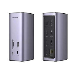 Ugreen USB-C Докинг станция с HDMI/DisplayPort 4K PD Ethernet (90325)