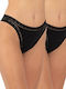 A.A UNDERWEAR Baumwolle Damen Slip 2Pack mit Spitze Schwarz