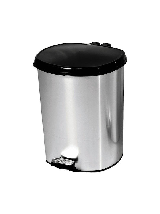 Sidirela Waste Bin Waste Plastic with Pedal Silver 50lt 1pcs