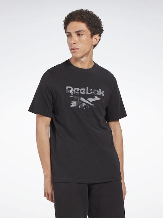 Reebok Identity Modern Camo Ανδρικό T-shirt Μαύρο με Λογότυπο