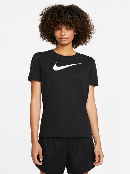 Nike Swoosh Γυναικείο T-shirt Dri-Fit Μαύρο