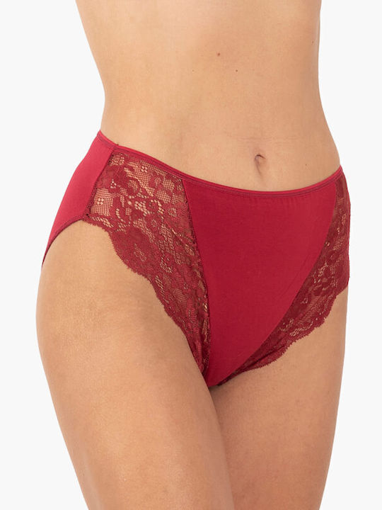 A.A UNDERWEAR Cotton High-waisted Women's Slip with Lace Burgundy