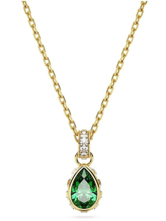 Swarovski Stilla Necklace With Tear Design Made Of Gold Plated Steel With Personalization Green