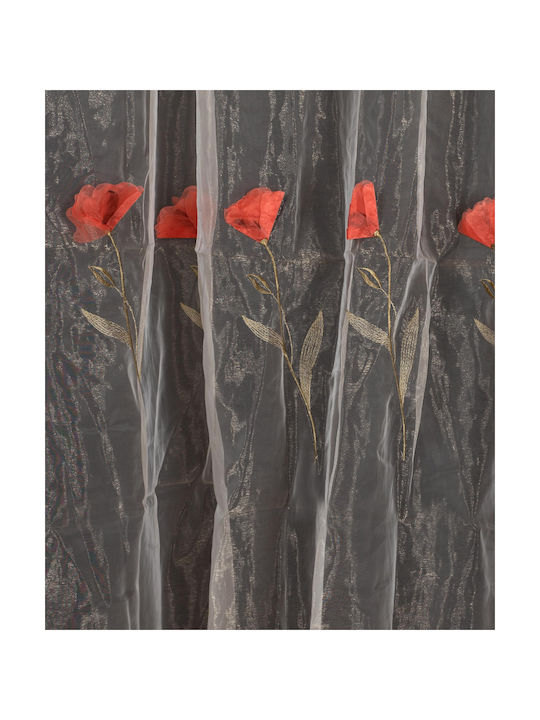 Silk Fashion Κουρτίνα με Τρέσα Κόκκινη 280x300εκ.