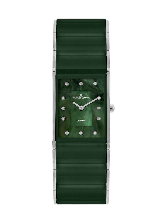 Jacques Lemans Γυναικείο Ρολόι 24mm Μπαταρίας με Πράσινο Μεταλλικό Μπρασελέ