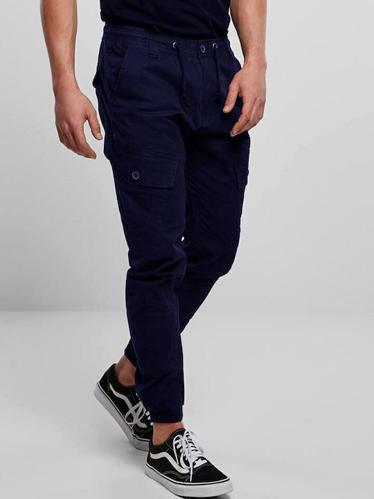 Trousers Cargo Elastic in Slim Fit Navy Blue