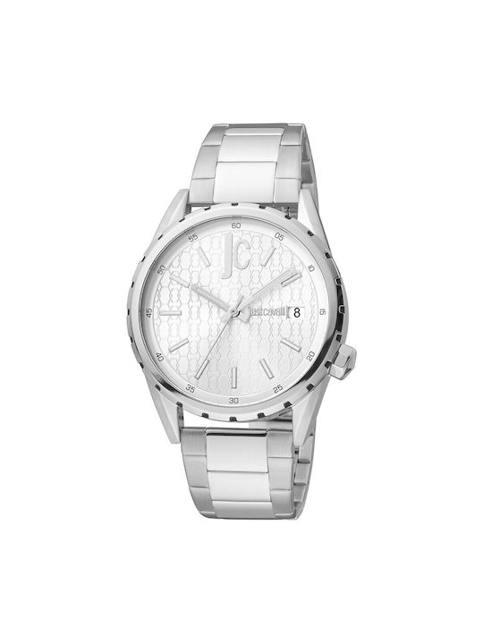 Just Cavalli Battery Watch with Metal Bracelet Silver