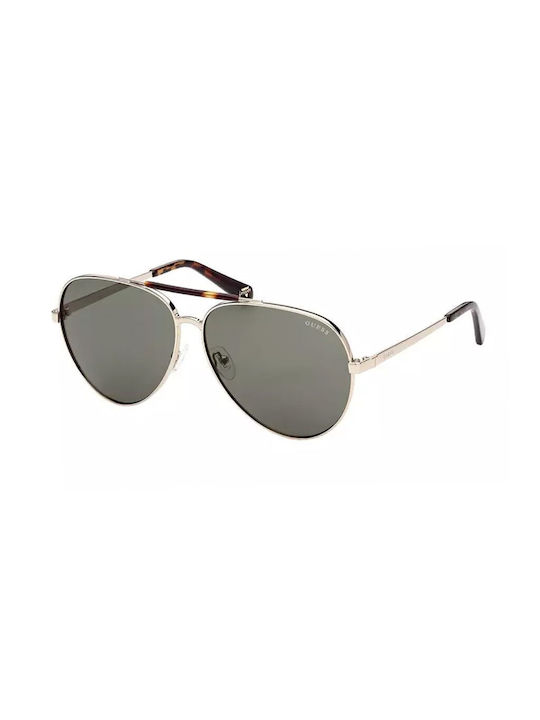 Guess Sunglasses with Gold Metal Frame and Green Lens GU5209 32N