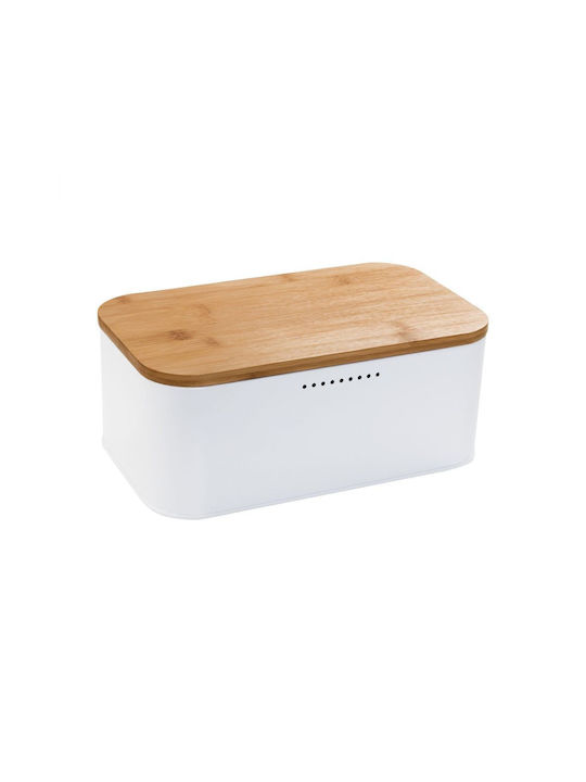Butlers Grove Metallic Bread Box with Lid White 30.5x18x12.5cm