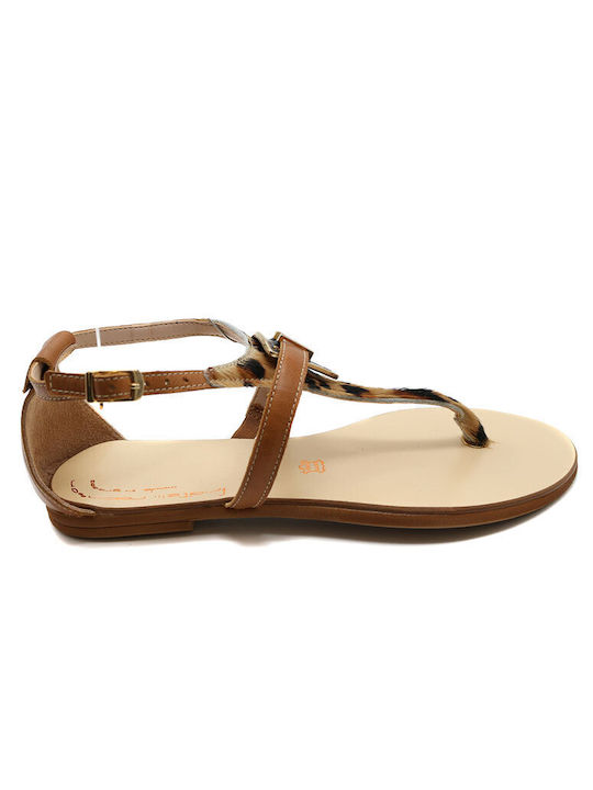 Robinson Women's Flat Sandals with Strap in Tabac Brown Color