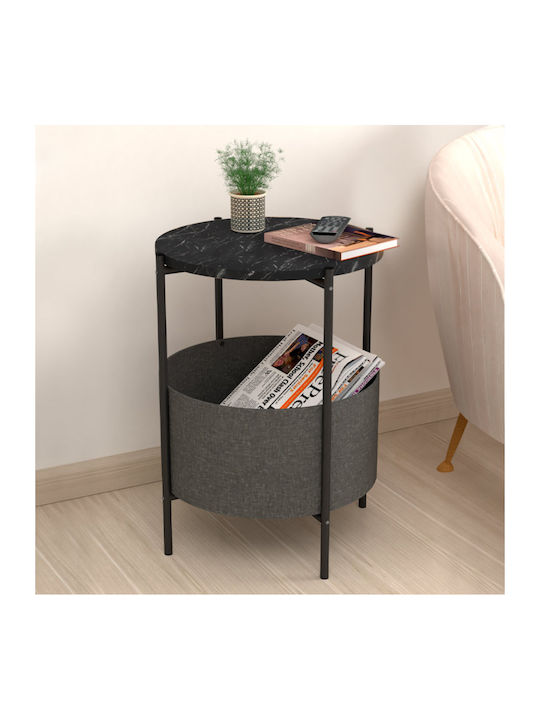 Round Side Coffee Table Kalid Wooden Black / Grey W43xL43xH60cm