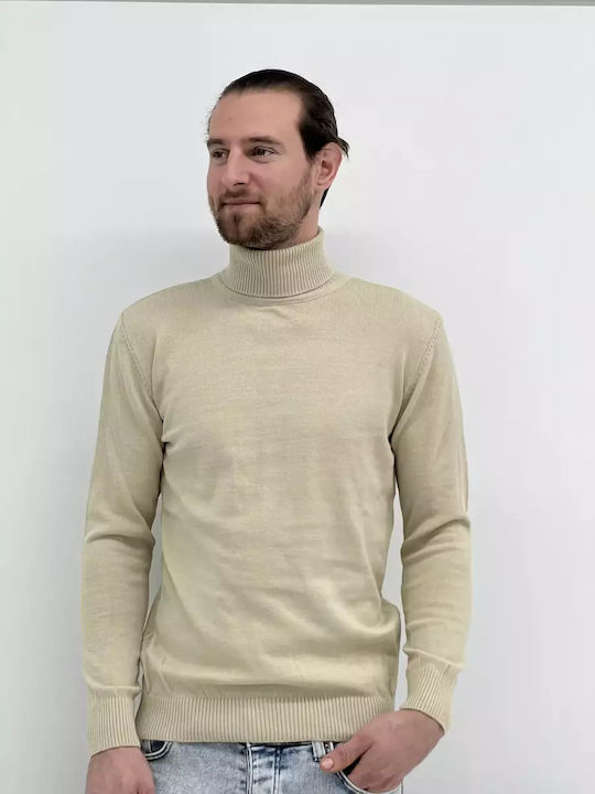 Men's Turtleneck Elastic Beige