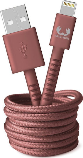 Fresh 'n Rebel Плетена USB-A към Lightning кабел Червен 2м (2ULC200SR)