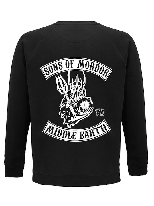 Sweatshirt Unisex Organic " Sons Of Mordor Middle Earth " Back Print, Black
