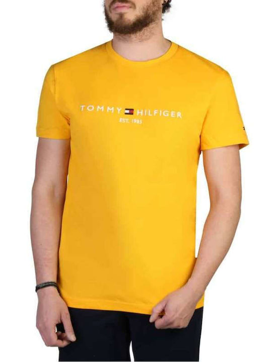 Tommy Hilfiger Ανδρικό T-shirt Κίτρινο με Λογότυπο