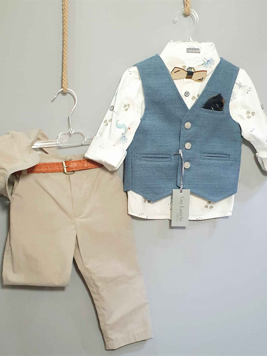 Guy Laroche Costum de Botez cu Vestă pentru Băiat Albastru 6buc