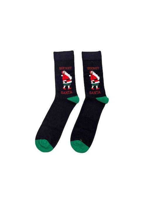 Мъжки коледни чорапи L42 Мъжки памучни дълги коледни чорапи с дизайн в черен цвят