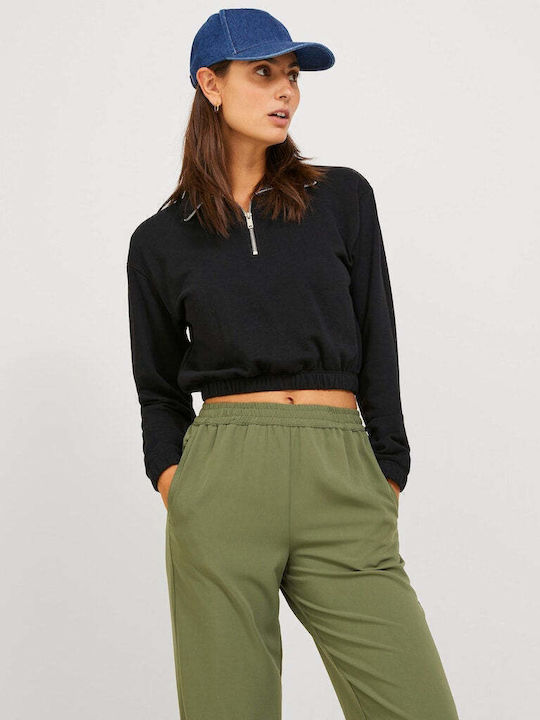 Jack & Jones Cropped Γυναικείο Φούτερ Μαύρο