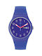 Swatch Uhr Batterie mit Blau Kautschukarmband