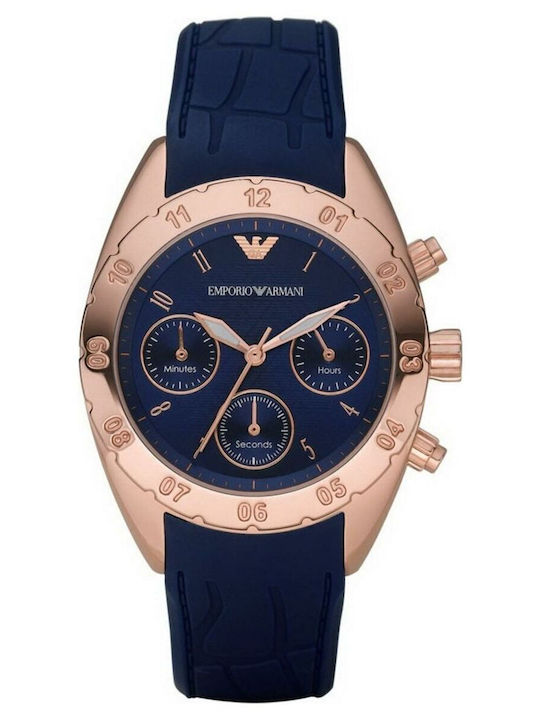 Armani Exchange Women's Watch with Blue Rubber Strap
